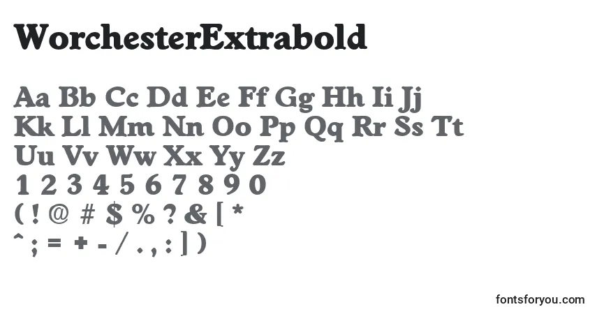 Шрифт WorchesterExtrabold – алфавит, цифры, специальные символы