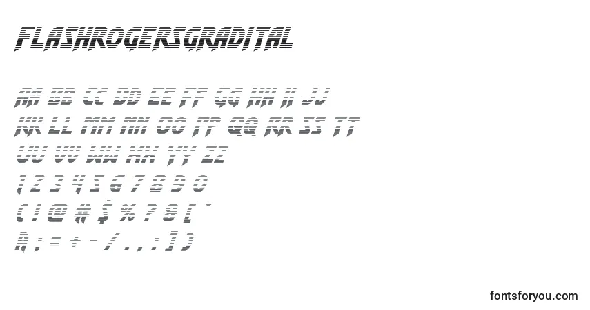 A fonte Flashrogersgradital – alfabeto, números, caracteres especiais
