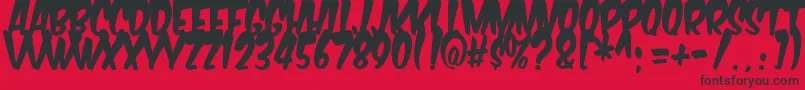 Czcionka KomikaTitleBoogie – czarne czcionki na czerwonym tle