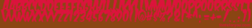 KomikaTitleBoogie-Schriftart – Rote Schriften auf braunem Hintergrund