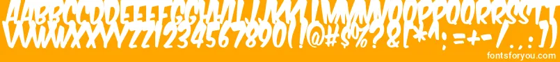 KomikaTitleBoogie-Schriftart – Weiße Schriften auf orangefarbenem Hintergrund