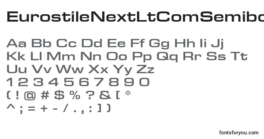 A fonte EurostileNextLtComSemiboldExtended – alfabeto, números, caracteres especiais