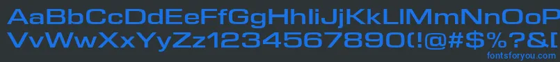 フォントEurostileNextLtComSemiboldExtended – 黒い背景に青い文字