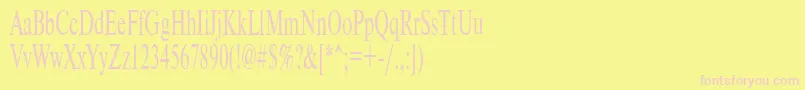 Timeset55n-fontti – vaaleanpunaiset fontit keltaisella taustalla