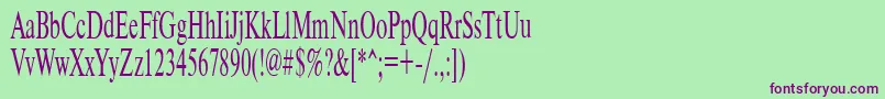 フォントTimeset55n – 緑の背景に紫のフォント