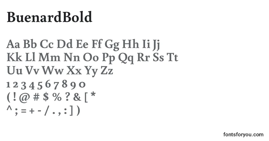Czcionka BuenardBold – alfabet, cyfry, specjalne znaki