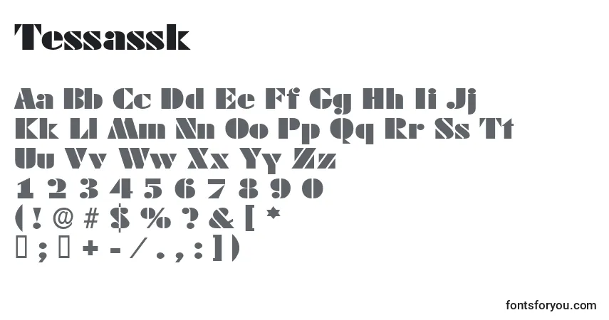 Schriftart Tessassk – Alphabet, Zahlen, spezielle Symbole