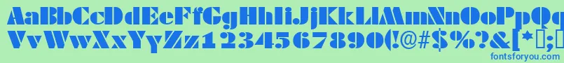 Tessassk-Schriftart – Blaue Schriften auf grünem Hintergrund