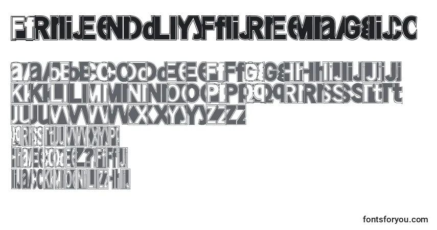 Czcionka Friendlyfiremagic – alfabet, cyfry, specjalne znaki