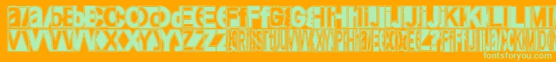 Friendlyfiremagic-Schriftart – Grüne Schriften auf orangefarbenem Hintergrund