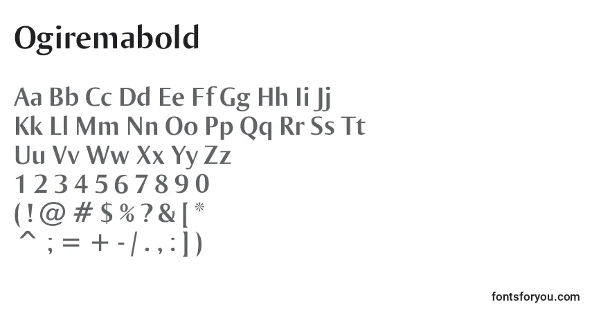 Шрифт Ogiremabold – алфавит, цифры, специальные символы