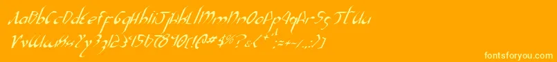 Xaphan2i-Schriftart – Gelbe Schriften auf orangefarbenem Hintergrund