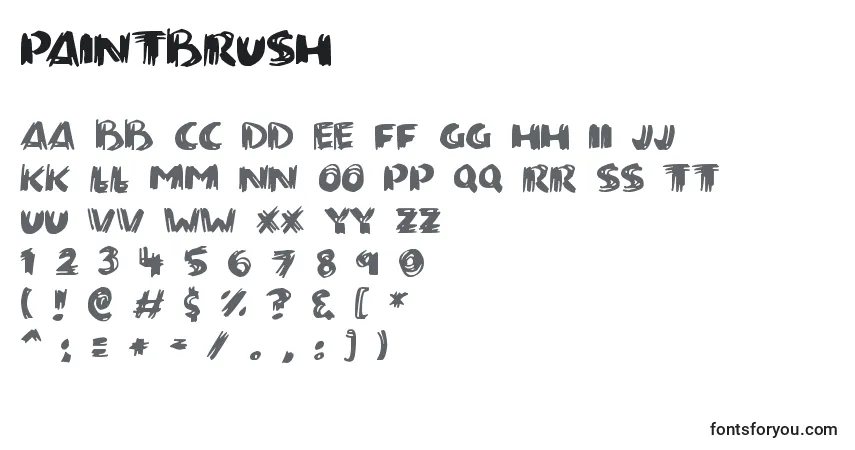 A fonte Paintbrush (70543) – alfabeto, números, caracteres especiais