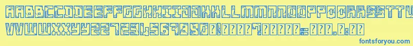 Basscrw-Schriftart – Blaue Schriften auf gelbem Hintergrund