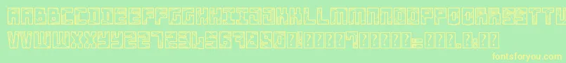 フォントBasscrw – 黄色の文字が緑の背景にあります