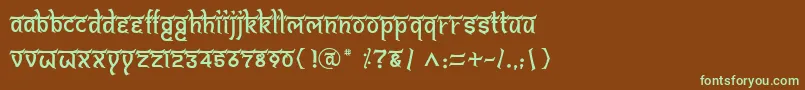 フォントBitlingshivomRegular – 緑色の文字が茶色の背景にあります。