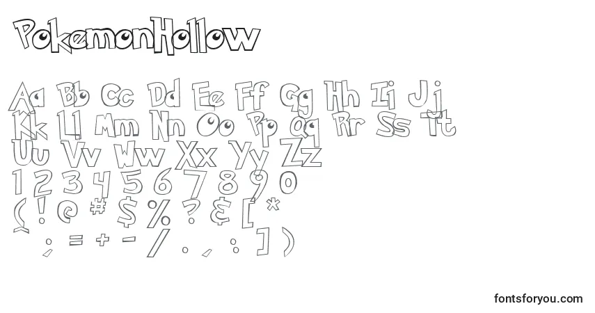 A fonte PokemonHollow – alfabeto, números, caracteres especiais