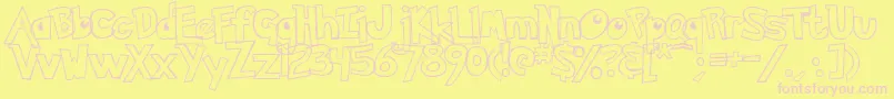 フォントPokemonHollow – ピンクのフォント、黄色の背景