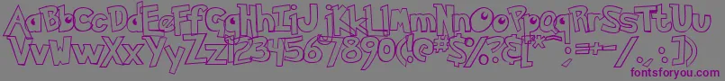 フォントPokemonHollow – 紫色のフォント、灰色の背景