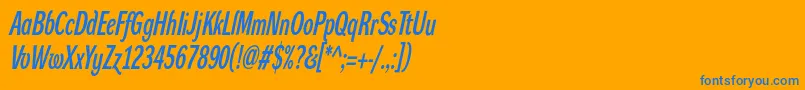 DynagroteskdxcItalic Font – Blue Fonts on Orange Background