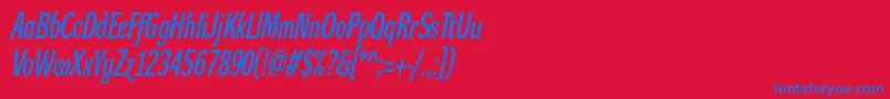 DynagroteskdxcItalic Font – Blue Fonts on Red Background