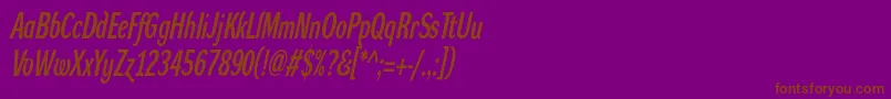 DynagroteskdxcItalic-Schriftart – Braune Schriften auf violettem Hintergrund