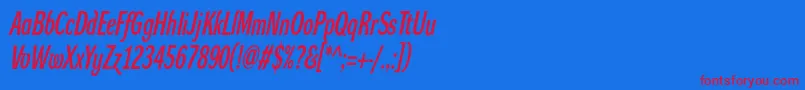 DynagroteskdxcItalic Font – Red Fonts on Blue Background