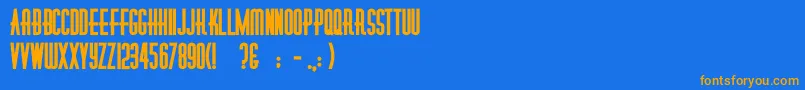 Weitere Informationen zur Diner ffy-Schriftart Diner ffy-Schriftart – Orangefarbene Schriften auf blauem Hintergrund