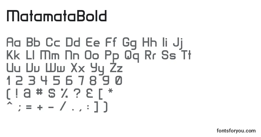 A fonte MatamataBold – alfabeto, números, caracteres especiais