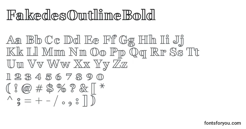 A fonte FakedesOutlineBold – alfabeto, números, caracteres especiais