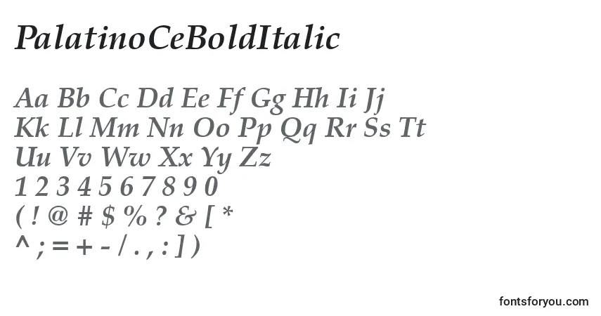 Schriftart PalatinoCeBoldItalic – Alphabet, Zahlen, spezielle Symbole
