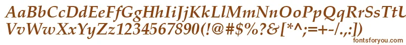PalatinoCeBoldItalic-fontti – ruskeat fontit valkoisella taustalla