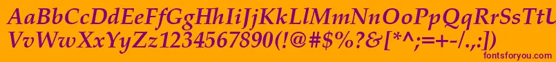 PalatinoCeBoldItalic-fontti – violetit fontit oranssilla taustalla