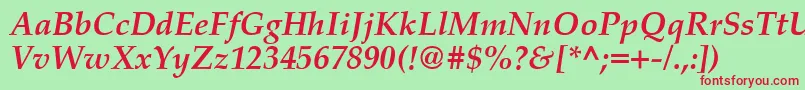 PalatinoCeBoldItalic Font – Red Fonts on Green Background