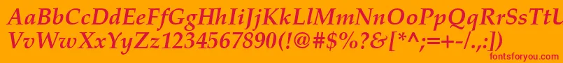 PalatinoCeBoldItalic Font – Red Fonts on Orange Background