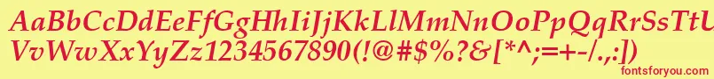 PalatinoCeBoldItalic Font – Red Fonts on Yellow Background