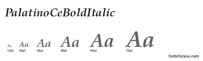 Размеры шрифта PalatinoCeBoldItalic