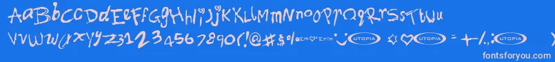 フォントFontforerin – ピンクの文字、青い背景