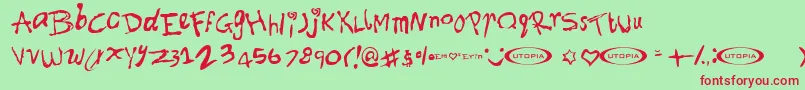Fontforerin-Schriftart – Rote Schriften auf grünem Hintergrund