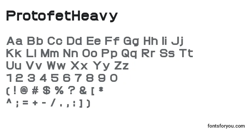 Czcionka ProtofetHeavy – alfabet, cyfry, specjalne znaki