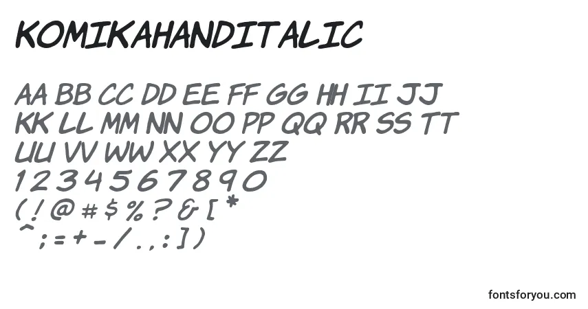 Police KomikaHandItalic - Alphabet, Chiffres, Caractères Spéciaux