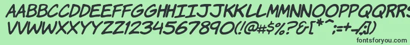 KomikaHandItalic Font – Black Fonts on Green Background