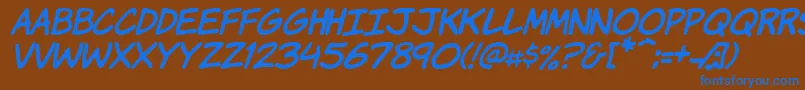 KomikaHandItalic Font – Blue Fonts on Brown Background