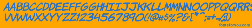 fuente KomikaHandItalic – Fuentes Azules Sobre Fondo Naranja