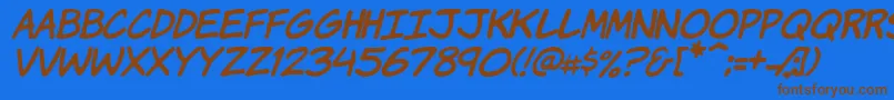 KomikaHandItalic Font – Brown Fonts on Blue Background