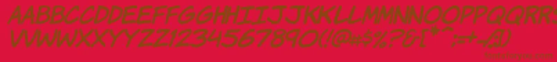 KomikaHandItalic Font – Brown Fonts on Red Background