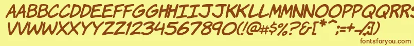 KomikaHandItalic Font – Brown Fonts on Yellow Background