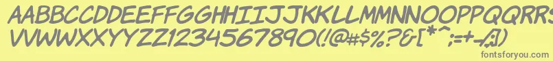 KomikaHandItalic Font – Gray Fonts on Yellow Background