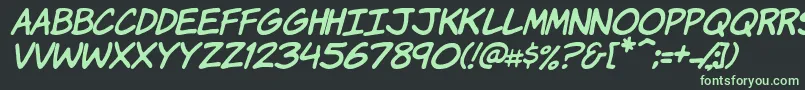 KomikaHandItalic Font – Green Fonts on Black Background