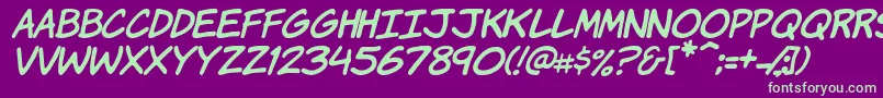 KomikaHandItalic Font – Green Fonts on Purple Background